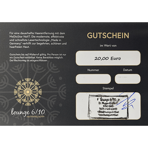 Gutschein Lounge 6-10 Wert 20 Euro